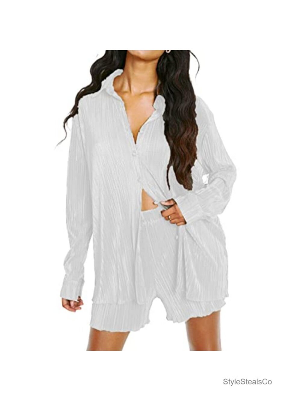 Women's 2 Piece Pants Set Oversized Floral Button Down Shirt High Waist Wide